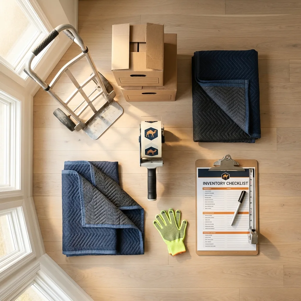 Professional moving supplies and packing materials layout for Negaunee residential relocations